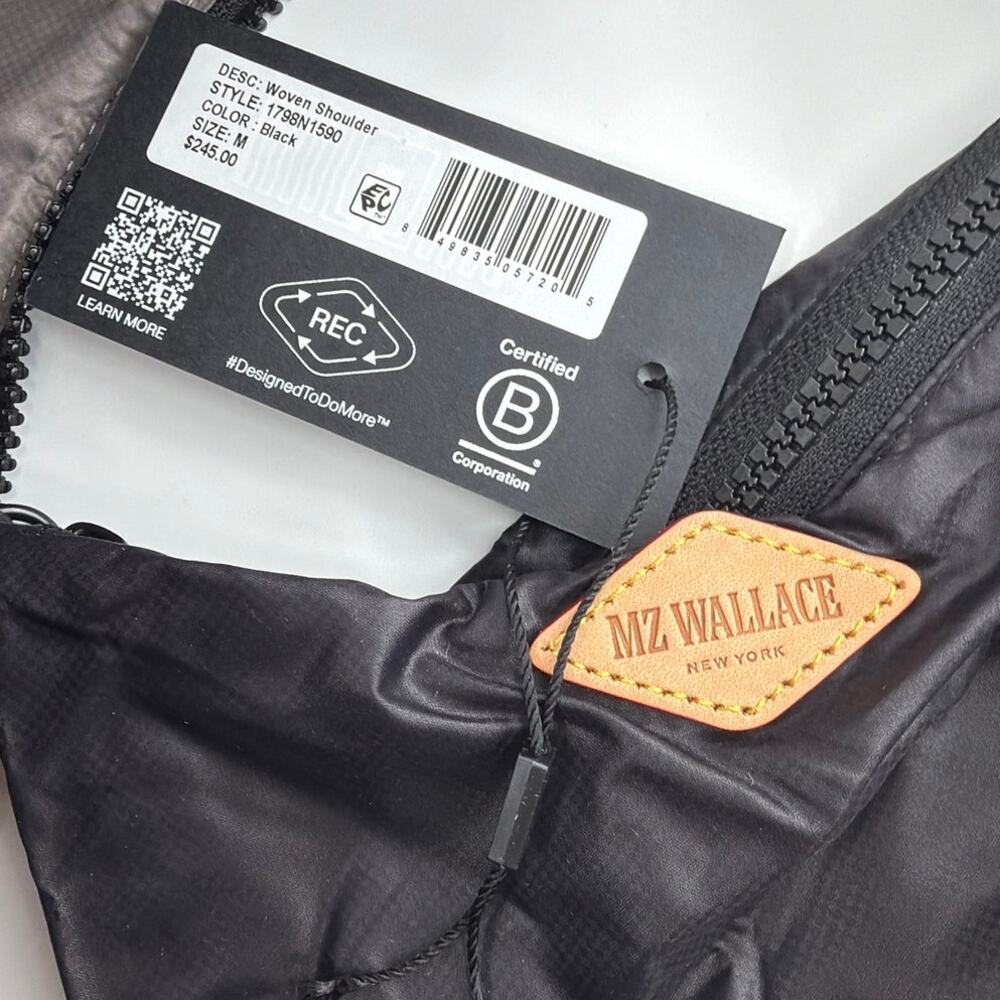 MZ Wallace Black Medium Woven Nylon Shoulder Bag - Picture 6 of 12